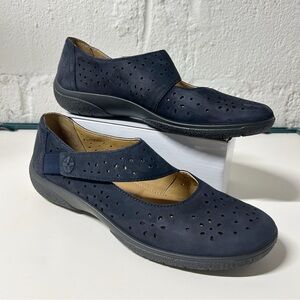HOTTER Helena Navy Suede Loafers Mary Jane Women’s Sz. 9.5 Made in England NWOT